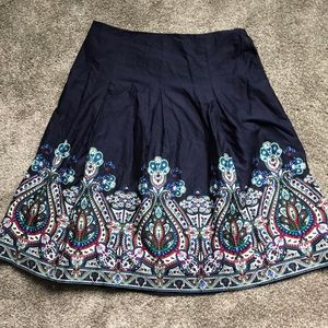 Talbots navy blue A line cotton skirt